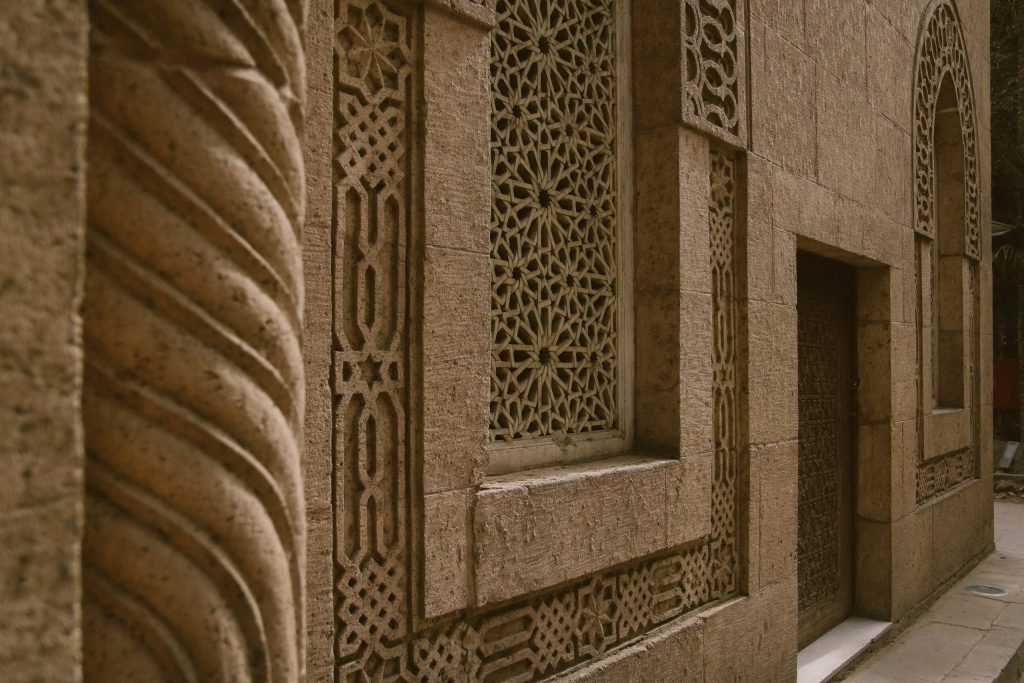 Stone walls with relief carvings