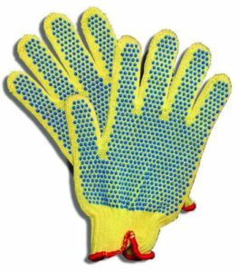 Kevlar knite gloves with rubber gripping dots