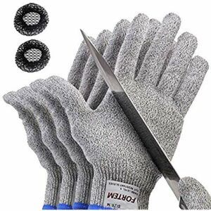 2 pair of Grespri gloves with a knife blade pressed into the palm