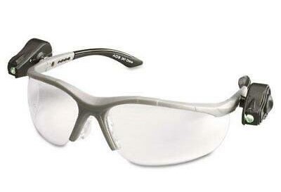 Silver gray framed safety glasses with lights